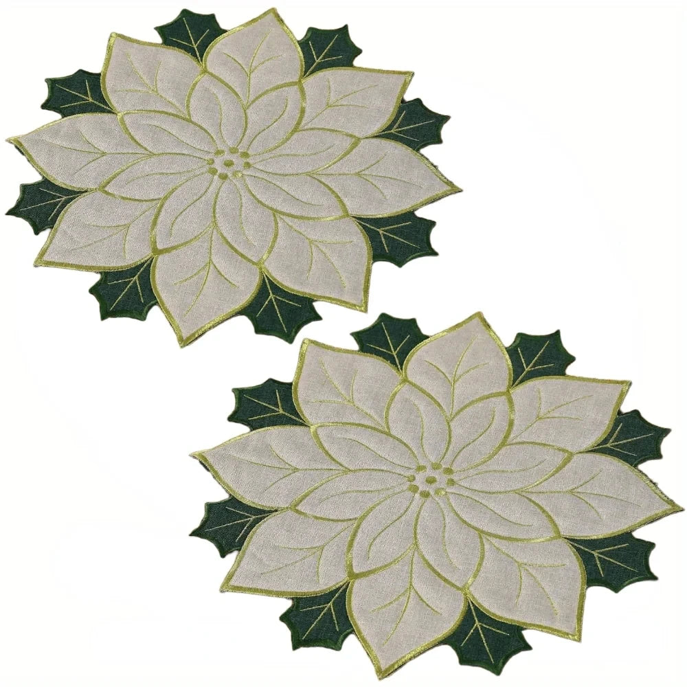 40CM Red Snowflake Christmas Felt Placemat & Table Coaster