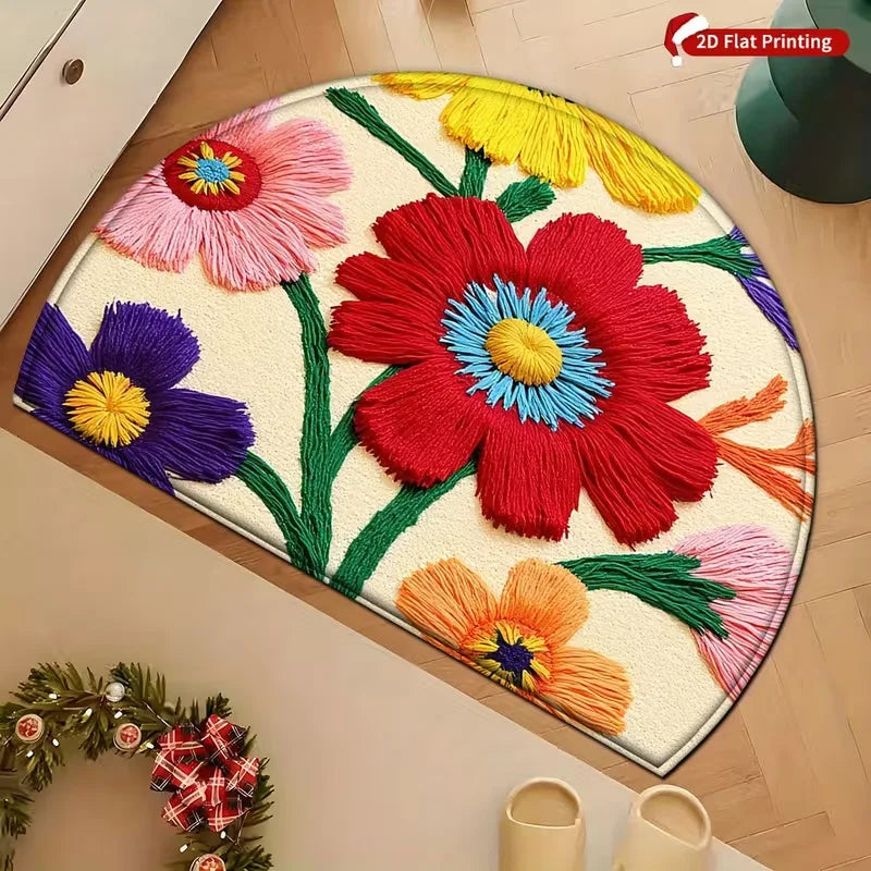 Semicircle Lavender HOME Doormat | Non-Slip Farmhouse Rug