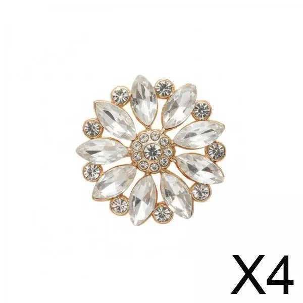 Rhinestone Flower Sewing Buttons – Sparkling Crystal 4-Pack