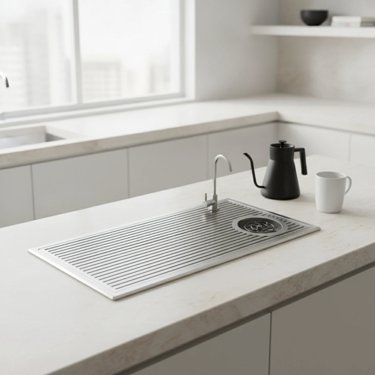 Stainless Steel Recessed Drip Tray with Drainage | Beverage Bar