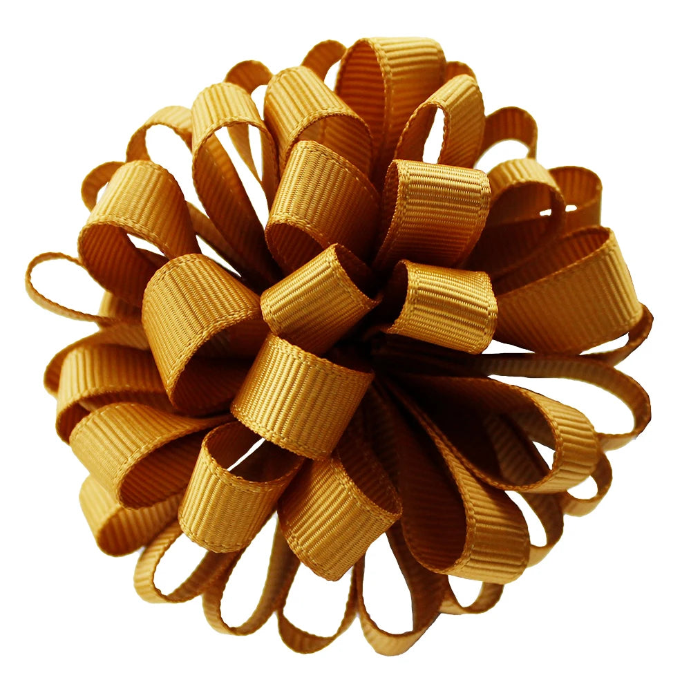 2-Pack Girls Grosgrain Ribbon Loopy Puff Hair Bow Clips