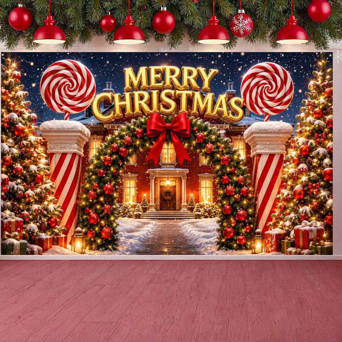 Christmas Backdrop Banner | Winter Holiday Xmas Display