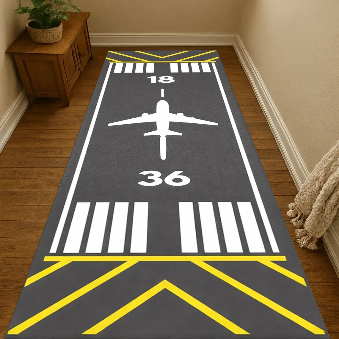 Kids Airport Runway Play Rug – Non-Slip Airplane Doormat