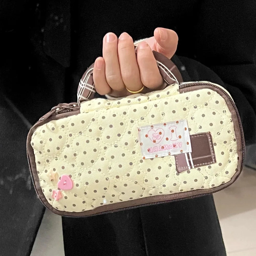 Polka Dot Pencil Case – Large Capacity Portable Pen Bag