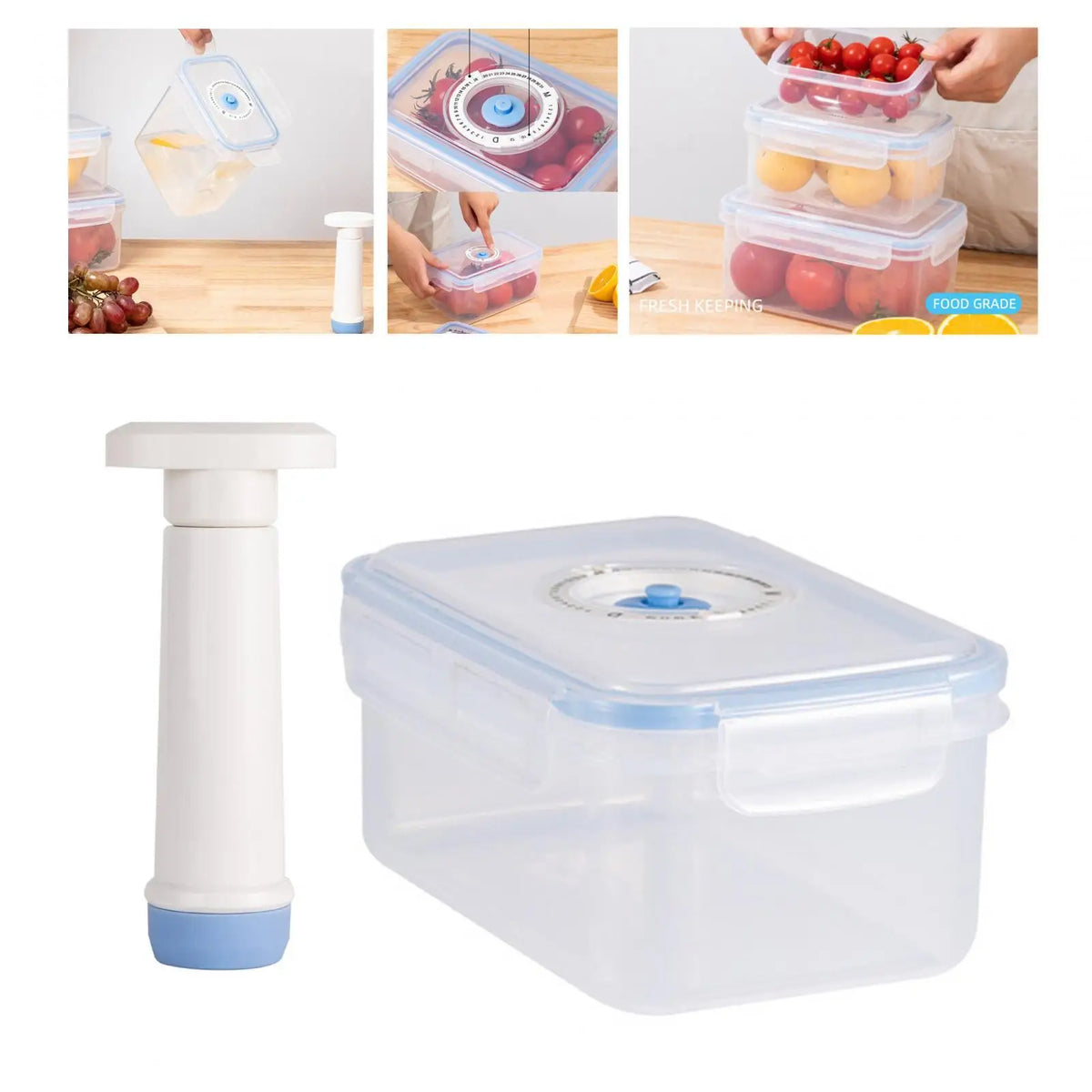 Vacuum Sealed Food Storage Container with Air Pump – 4 Sizes