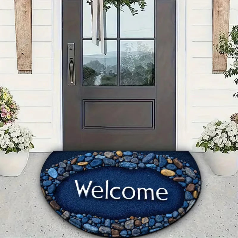 Semicircle Lavender HOME Doormat | Non-Slip Farmhouse Rug