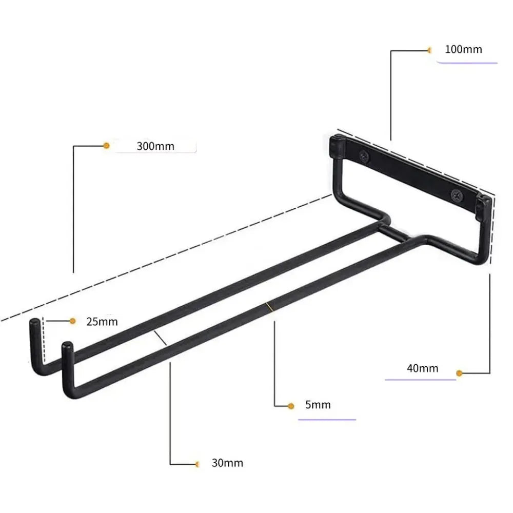 Wall Mounted Iron Stemware Holder – Black Wine Glass Rack