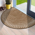 Vintage Brown Semi-Circular Doormat | Non-Slip & Washable