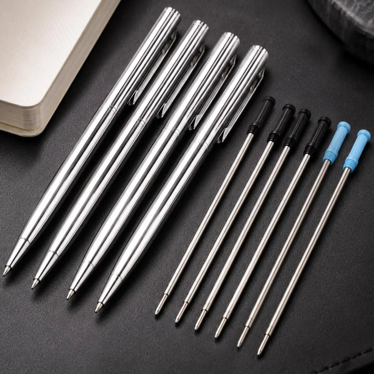 Metal Ballpoint Pen + 10 Refills | 1mm Smooth Writing Set