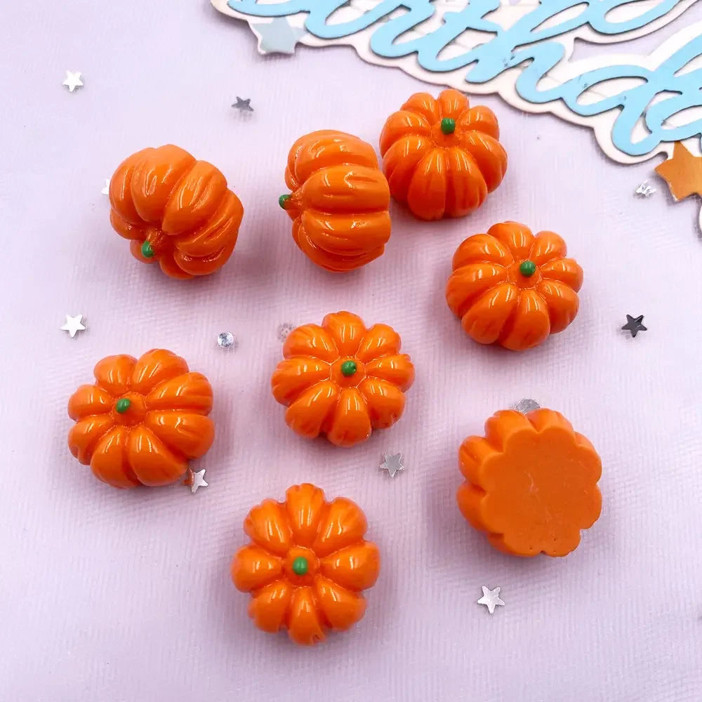 10PCS Resin 3D Pumpkin Flatback Figurines – Halloween DIY Crafts