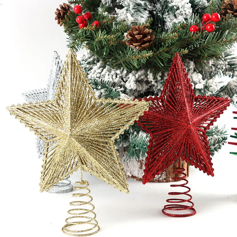 Sequin Star Christmas Tree Topper – Gold, Silver & Red