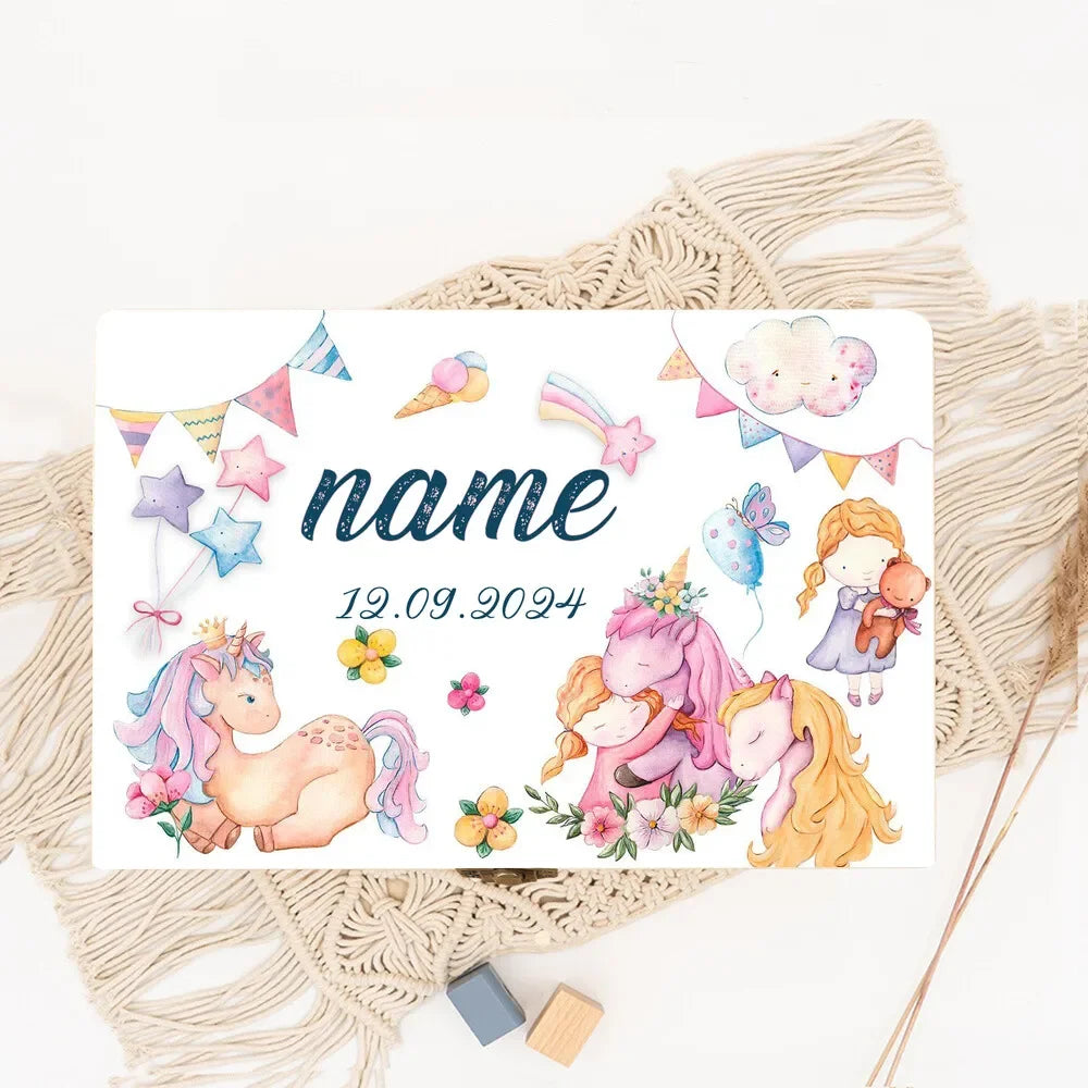 Personalized Unicorn Wooden Baby Memory Keepsake Box