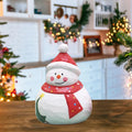 Christmas Wooden Santa Claus & Snowman Sitting Figurine Ornament