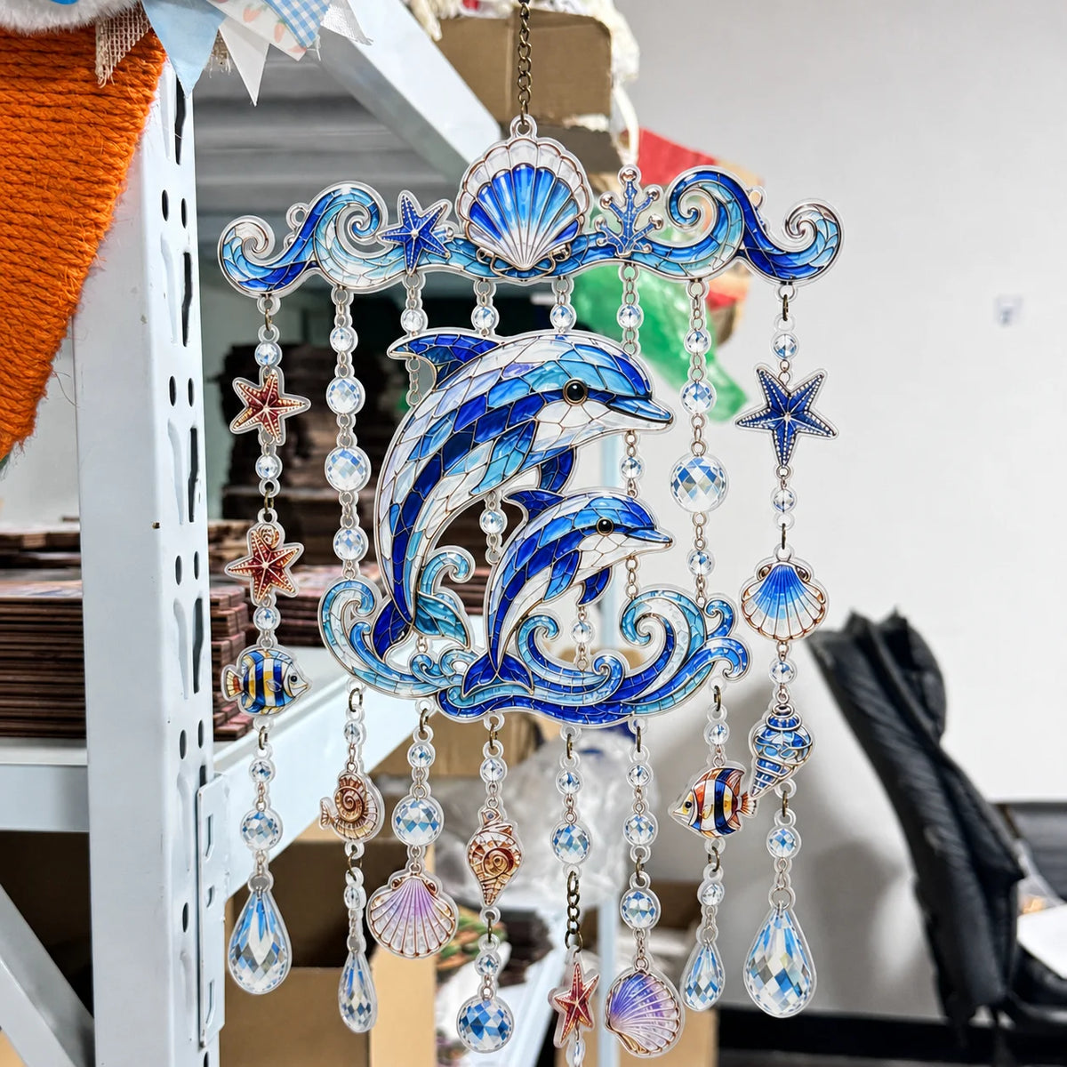 Ocean Sea Turtle Stained Glass Wind Chime – Acrylic Crystal