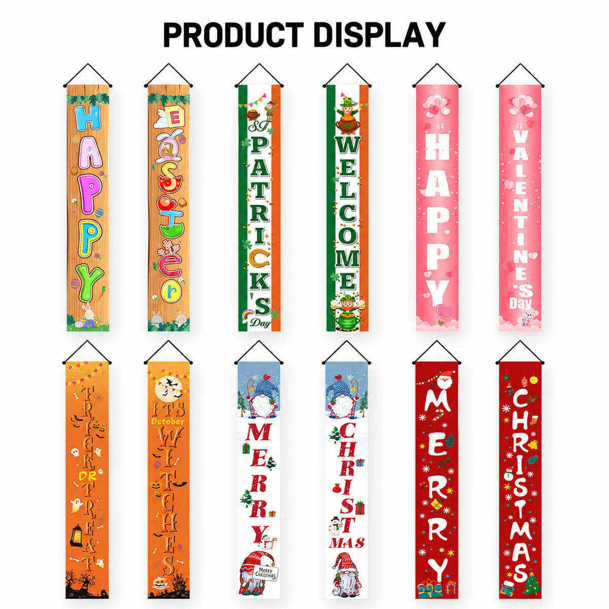 Neon Effect Christmas Tapestry Wall Hanging Banner 90x180cm