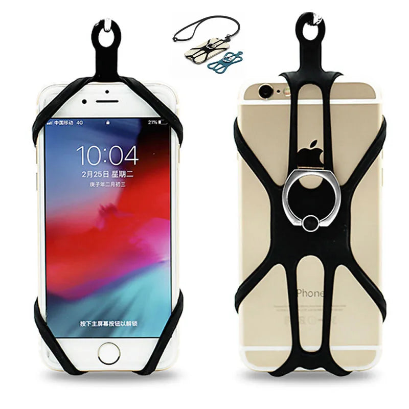 Silicone Phone Neck Strap & 360° Ring Stand Holder – Universal