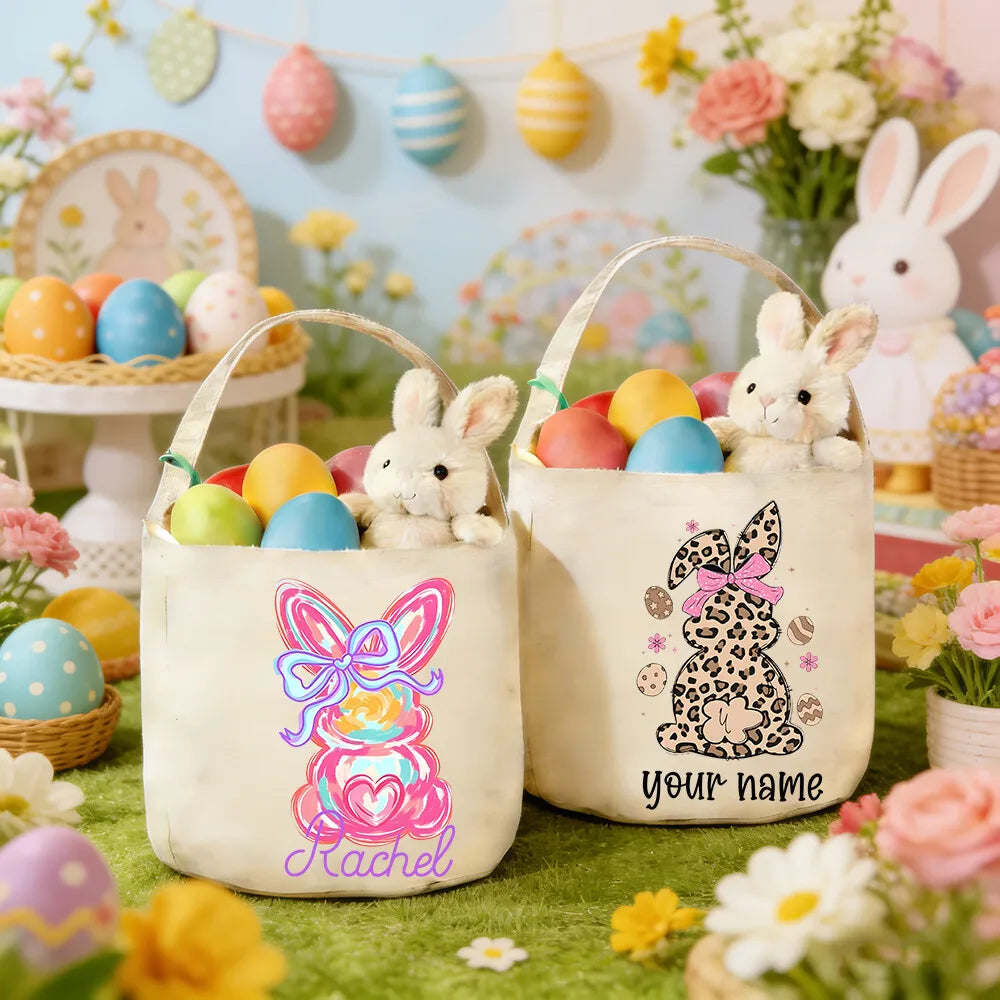 Personalized Easter Basket Bunny Name Bag for Kids