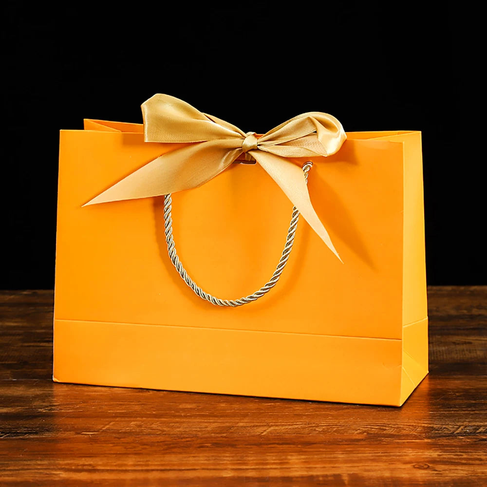 Paper Gift Bags with Ribbon Bow & Handle | Party & Wedding