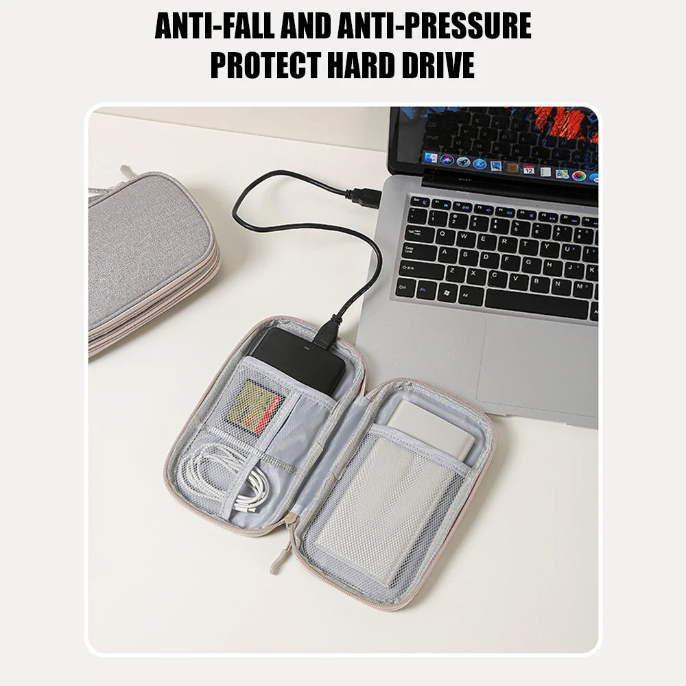 Waterproof Travel Cable Organizer Bag | Double Layer Carry Case