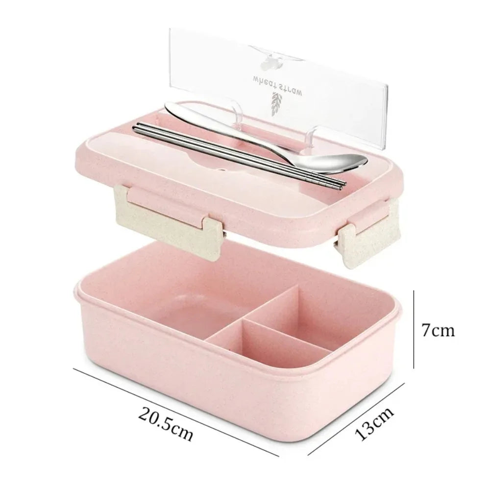 Wheat Straw Bento Lunch Box with Spoon & Chopsticks