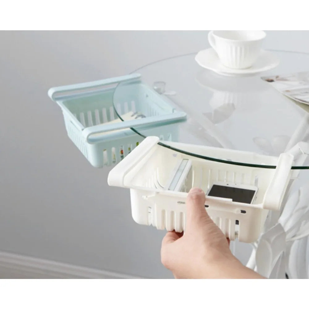 Retractable Refrigerator Storage Box & Egg Organizer Rack