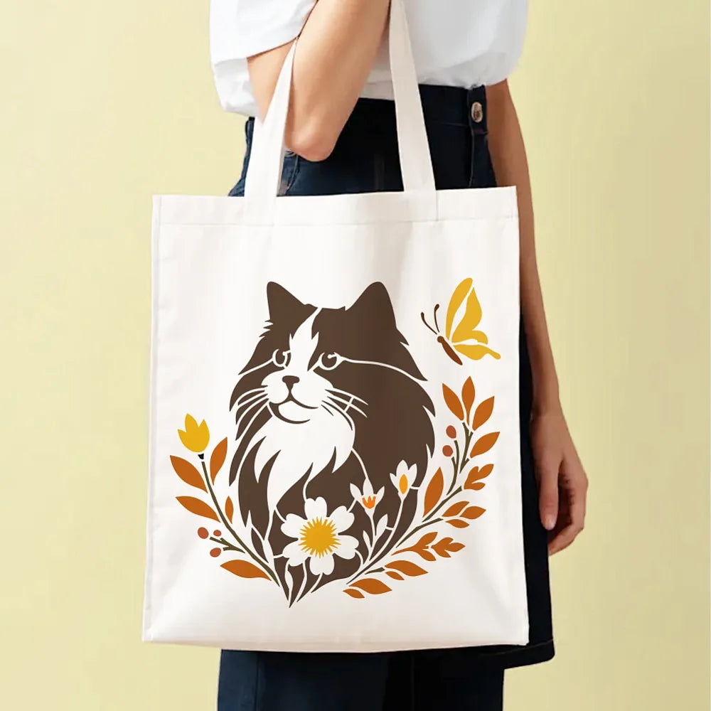 6-Piece Cat & Floral PET Hollow Painting Stencils 30x30cm