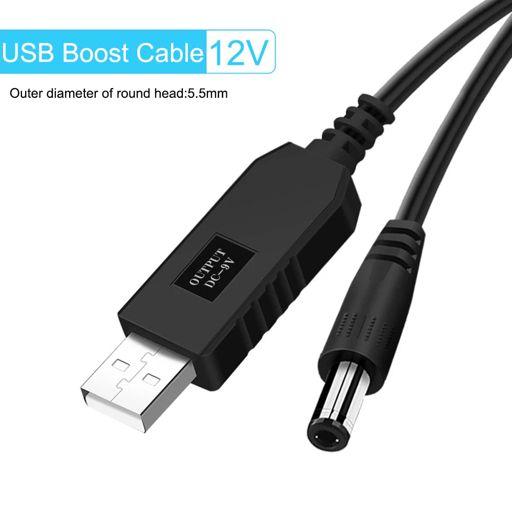USB 5V to 12V Step-Up Boost Converter Adapter Cable – 5/10 Pcs