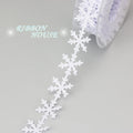 5M Christmas Snow Embossed Nonwoven Ribbon Lace 25mm Wide