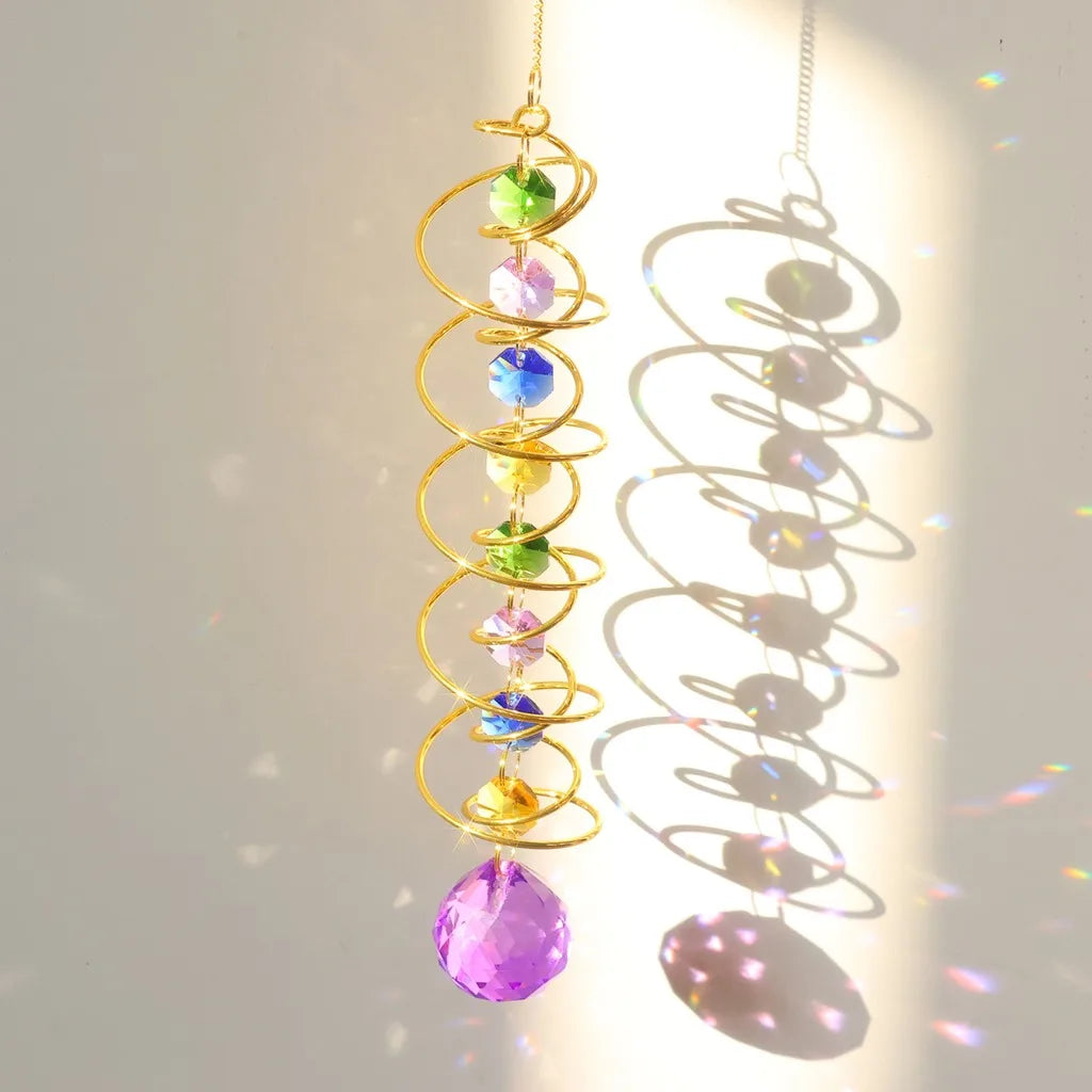 Crystal Spiral Sun Catcher – Rainbow Light Wind Spinner Decor