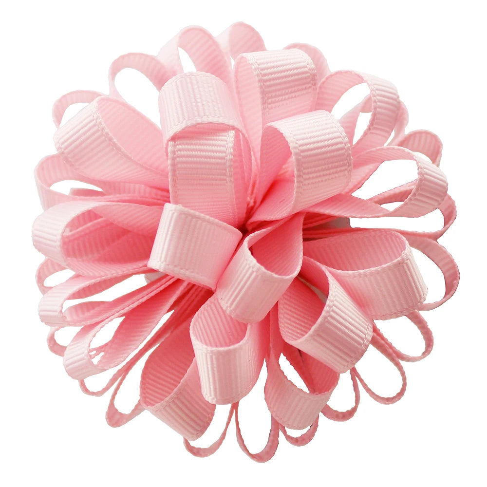 2-Pack Girls Grosgrain Ribbon Loopy Puff Hair Bow Clips