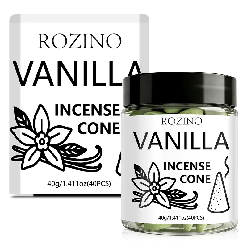 40-Pack Vanilla Incense Cones in Sealed Jar | Aromatherapy