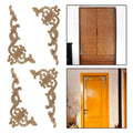 Wood Carved Applique Corner Onlay | 4-Pack Floral Décor