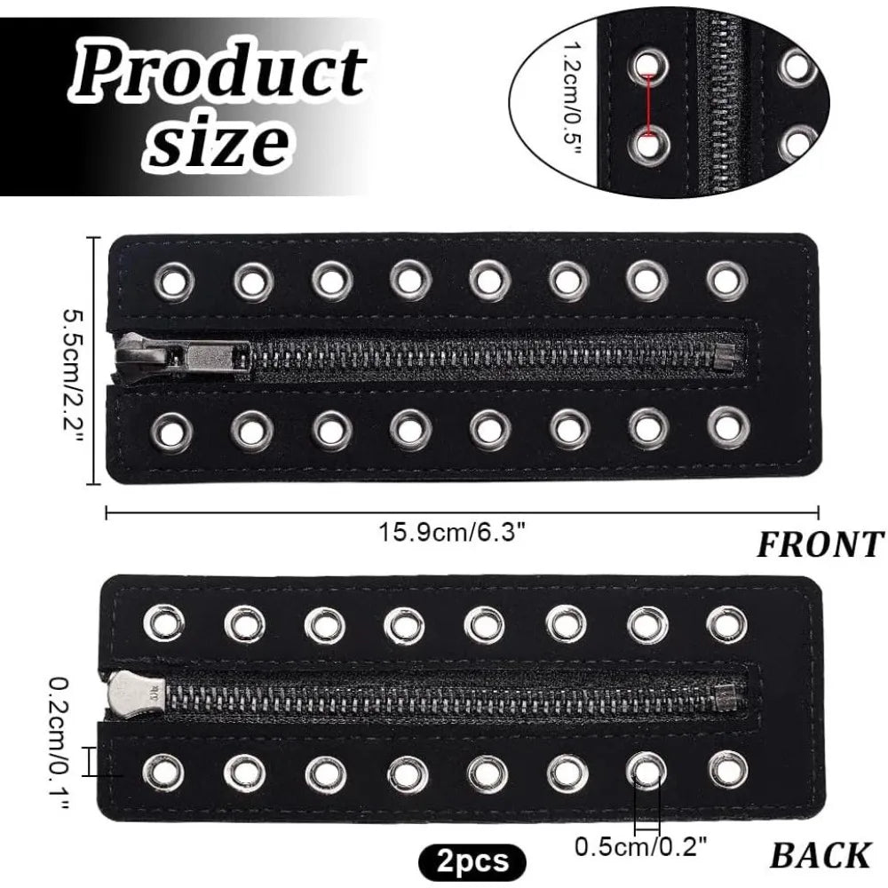 Leather No-Tie Zipper Shoe Laces – 8 Eyelet Lace-In Inserts