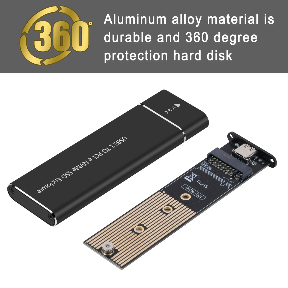 NVMe M.2 SSD Enclosure 2230–2280 | 10Gbps USB-C Aluminum Case