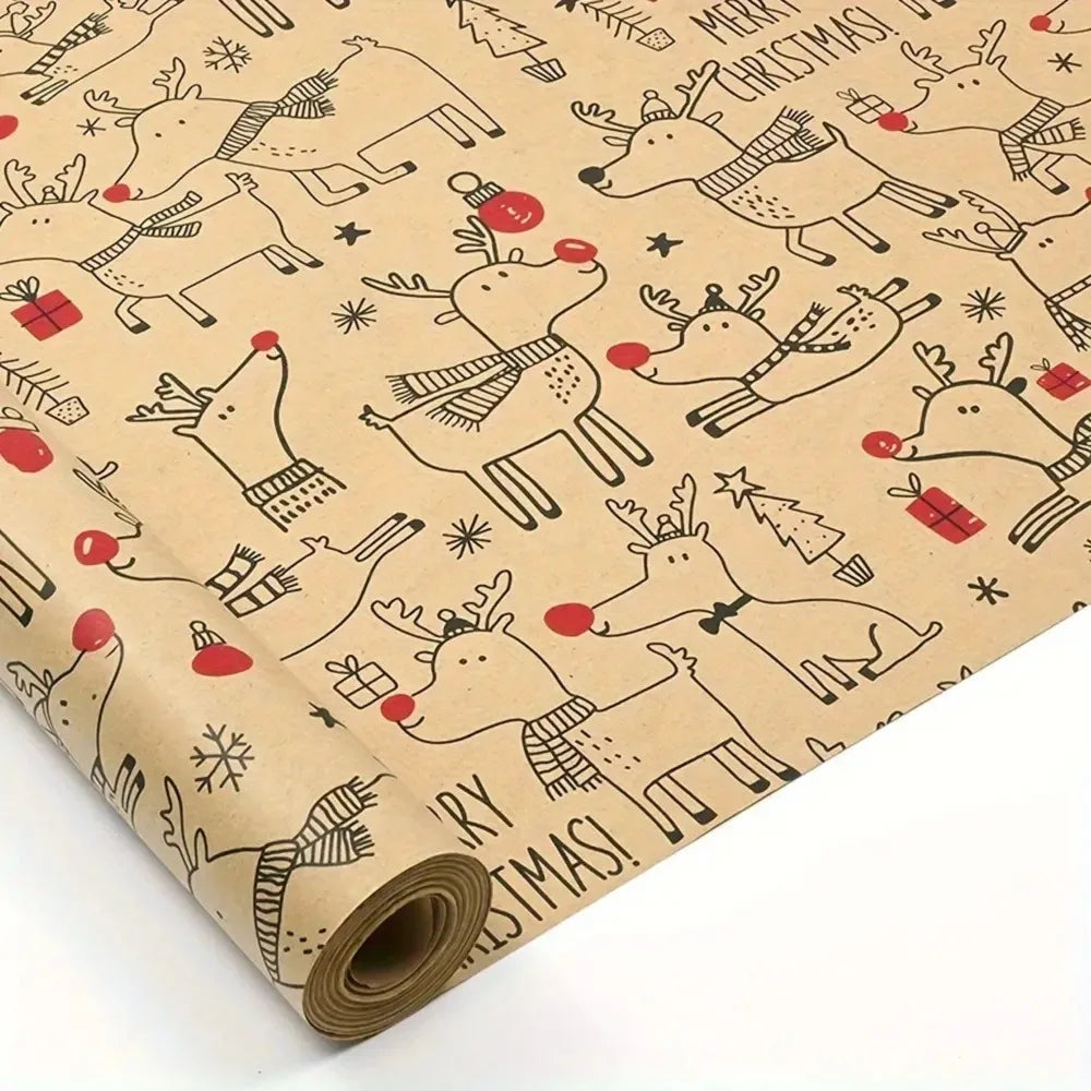 Christmas Wrapping Paper Reindeer Design – Large Roll 43×300cm