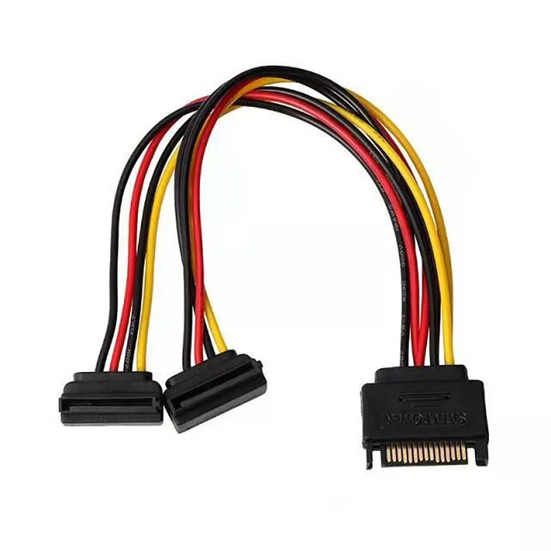 15-Pin SATA 1-to-2 Power Splitter Cable | 90° Elbow Adapter