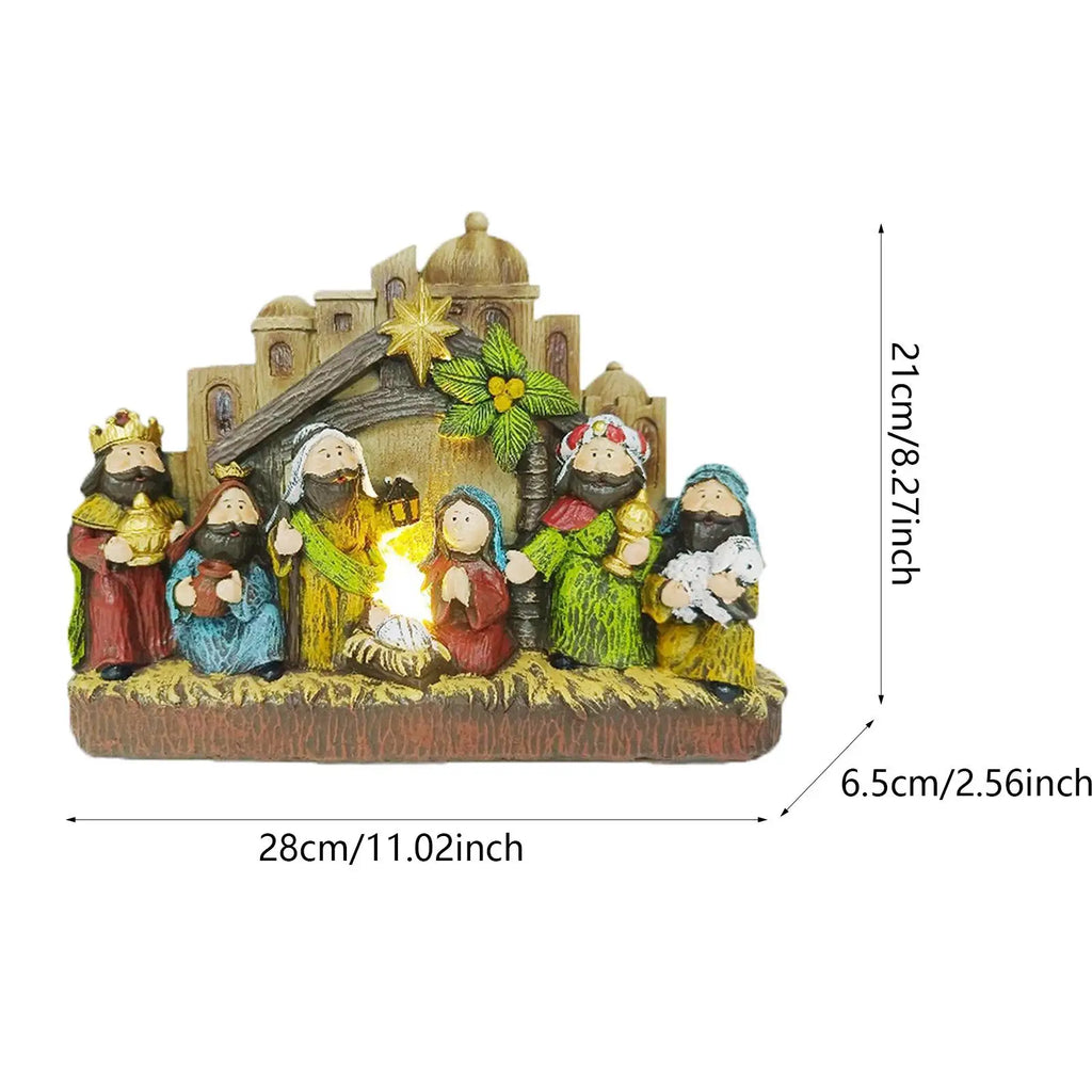 Christmas Nativity Scene Figurine Set | Resin Mantel Decor
