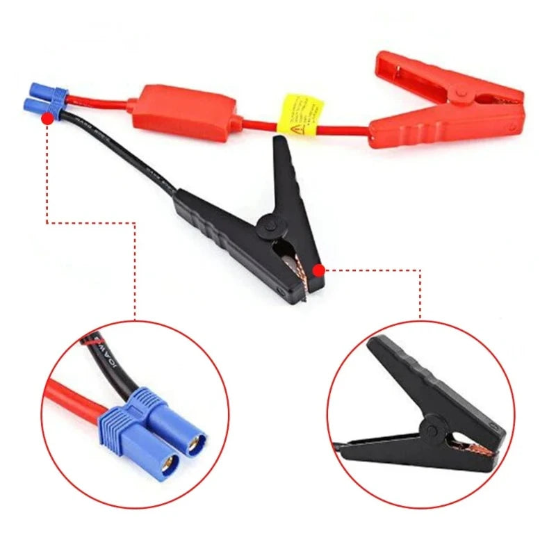 Car Jump Starter Clamp Clips – Anti-Reverse EC5 Silicone Cable