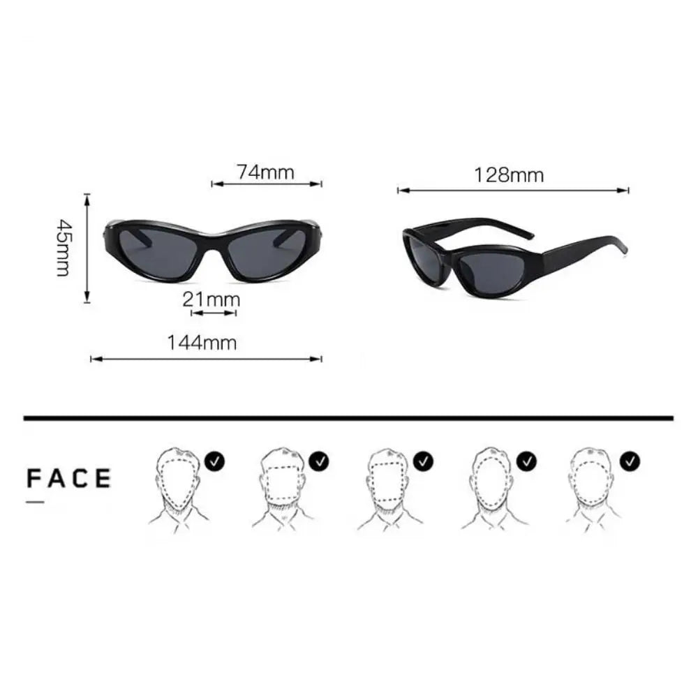 Y2K Oval Sports Punk Sunglasses UV400 – Colorful Mirror Lens