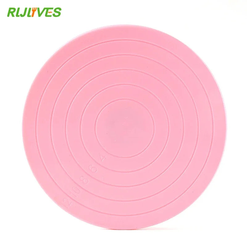 Pink Rotating Cake Turntable Stand – 14cm Round Platform
