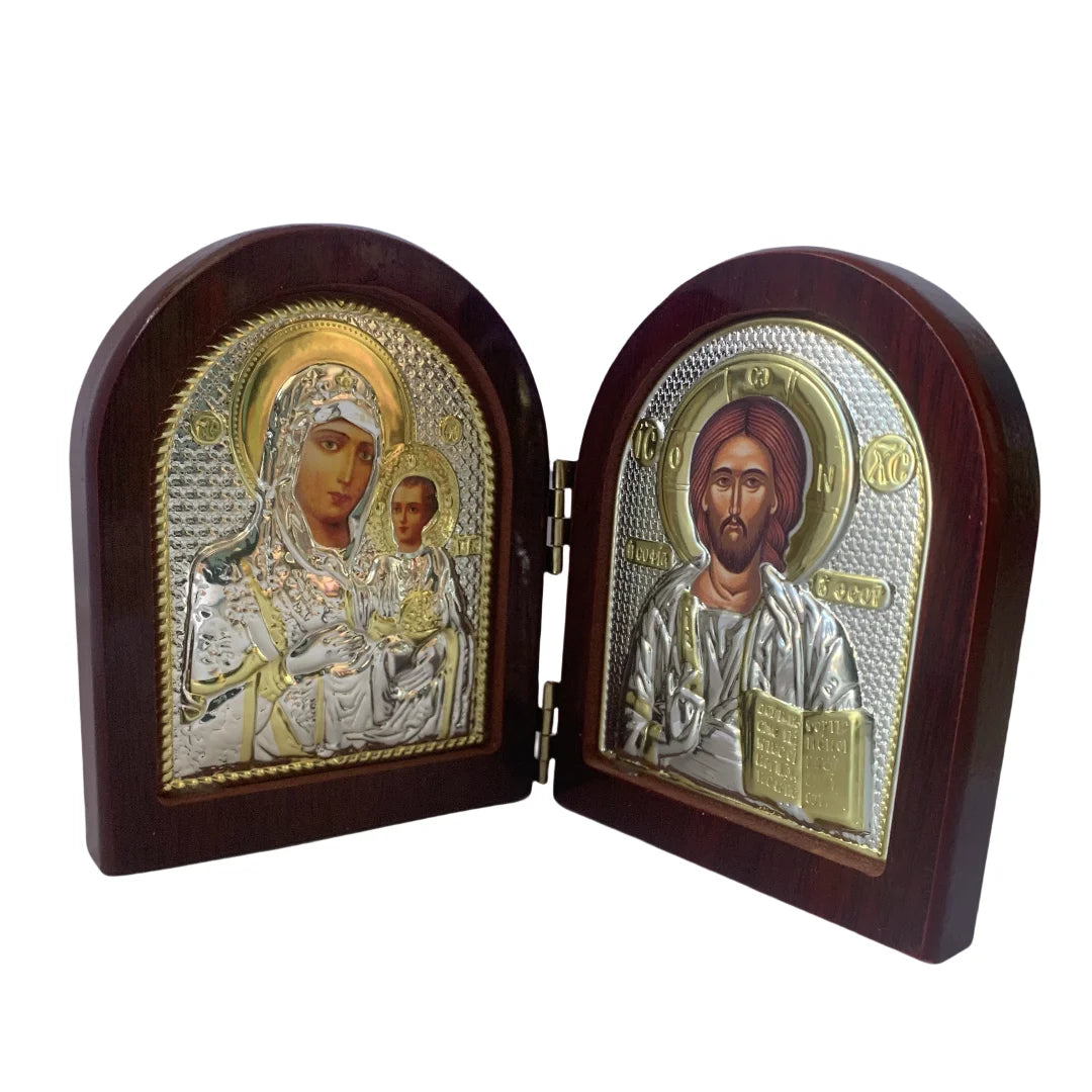 Jesus & Virgin Mary Wood Orthodox Icon | Religious Gift Decor