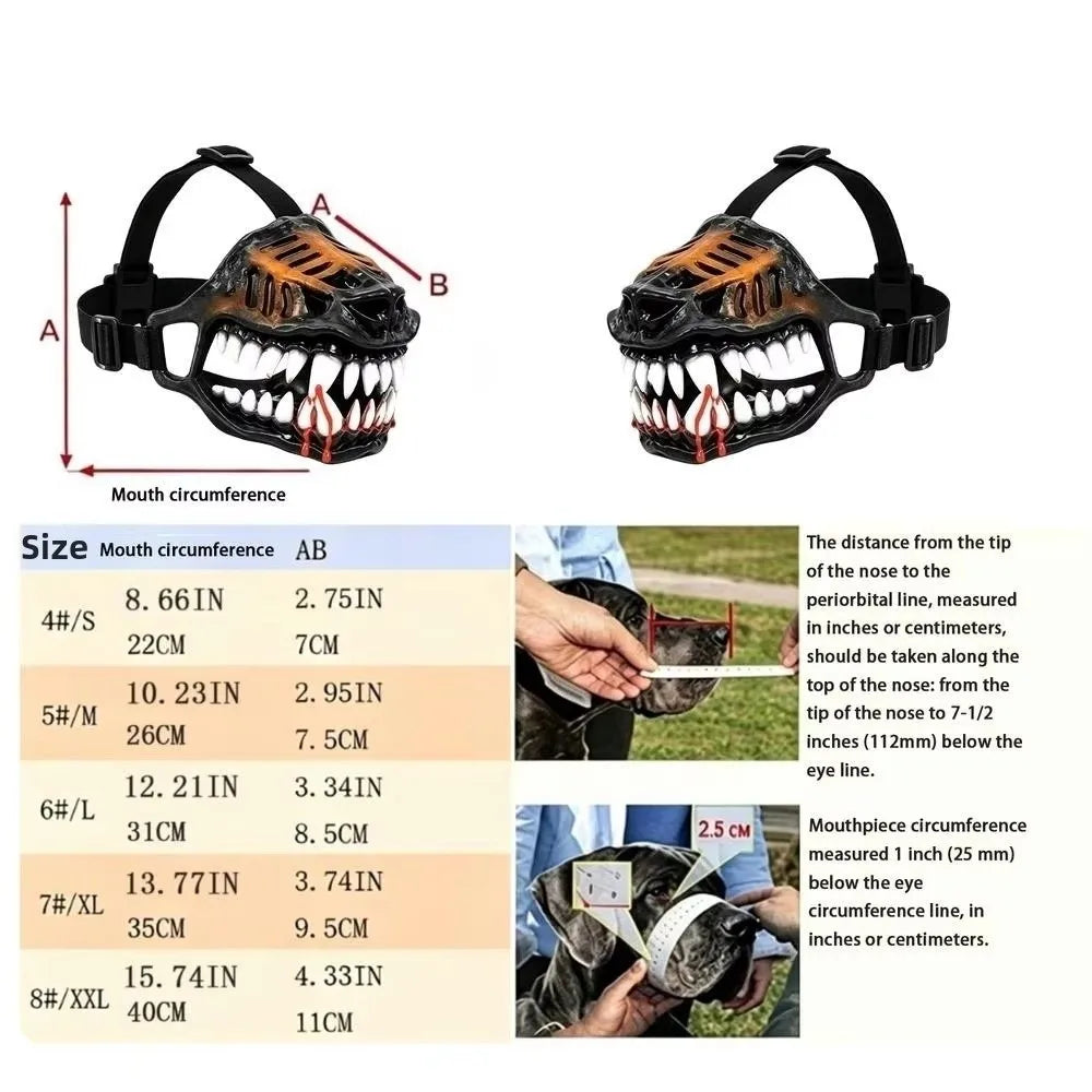 Monster Dog Muzzle – Hell Hound Scary Teeth, S to XL