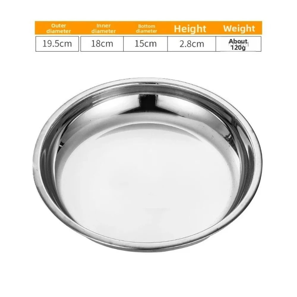 Stainless Steel Round Shallow Tray | Rustproof Camping Plate