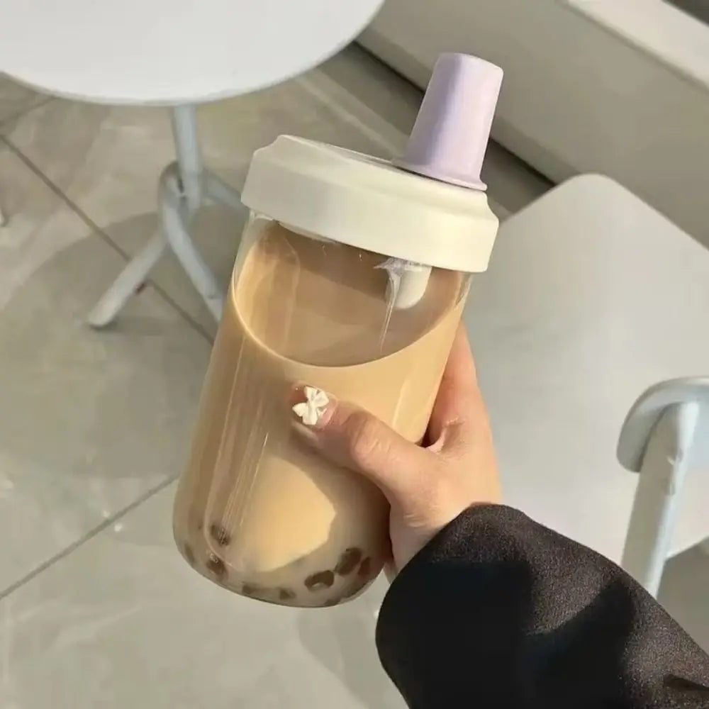 Large Transparent Straw Cup with Lid – 500ml & 850ml Reusable