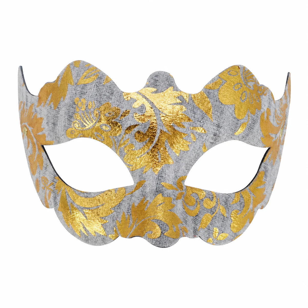 Flocked Gold Foil Half Face Jazz Masquerade Mask – Adults