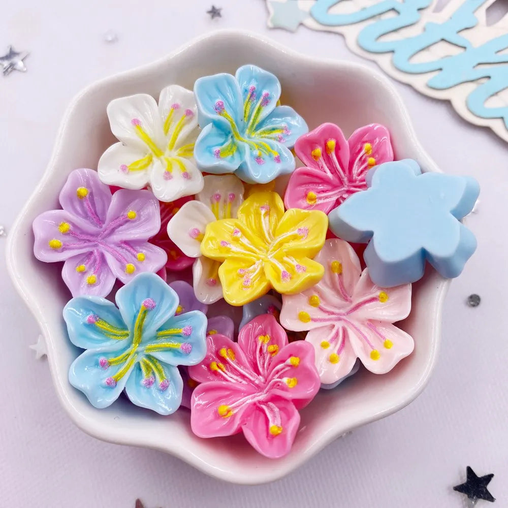 20PCS Kawaii Peach Blossom Resin Flatback Figurines – DIY Crafts