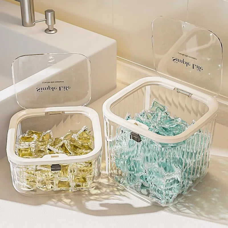 Pop-Up Lid Desktop Storage Box – Waterproof 1L Container