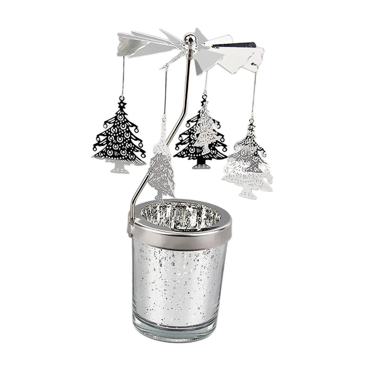 Rotary Metal Carousel Candle Holder | Spinning Tea Light Tray