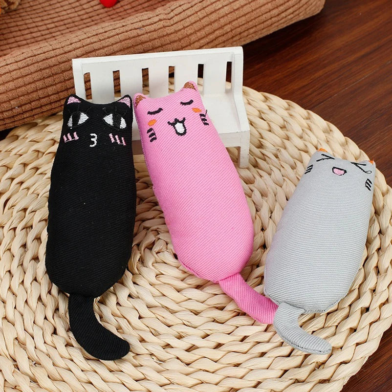 Soft Plush Catnip Thumb Pillow Toy – Interactive Cat Teether