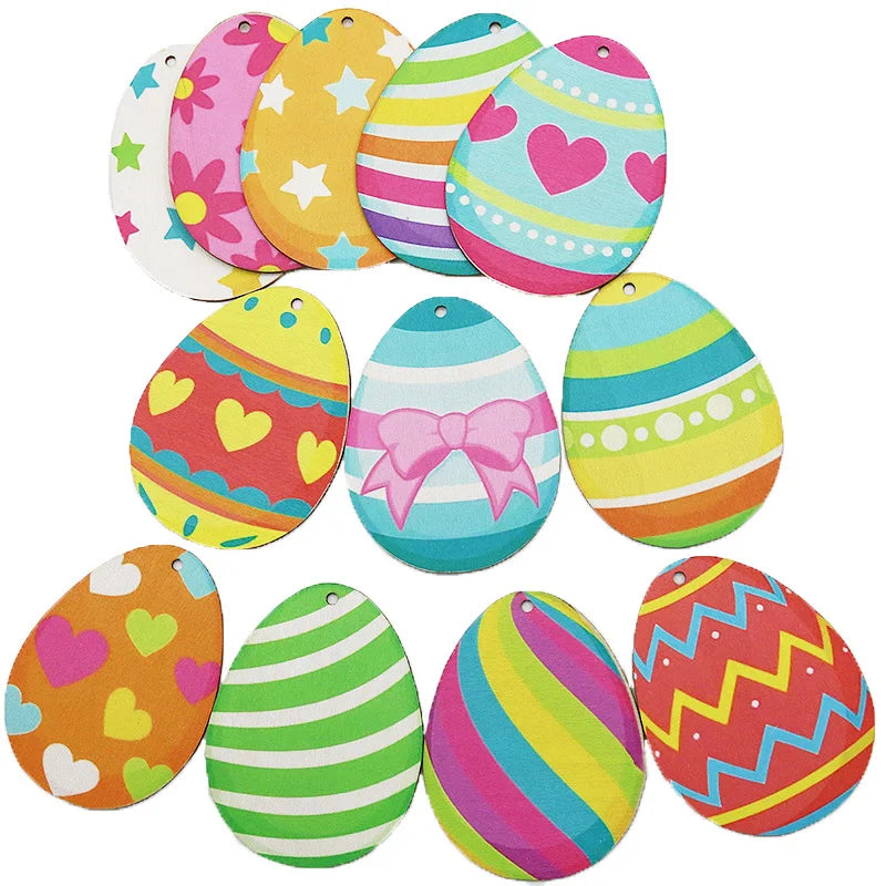 12-Pack Wooden Easter Egg Decorations – 80x60mm DIY Craft